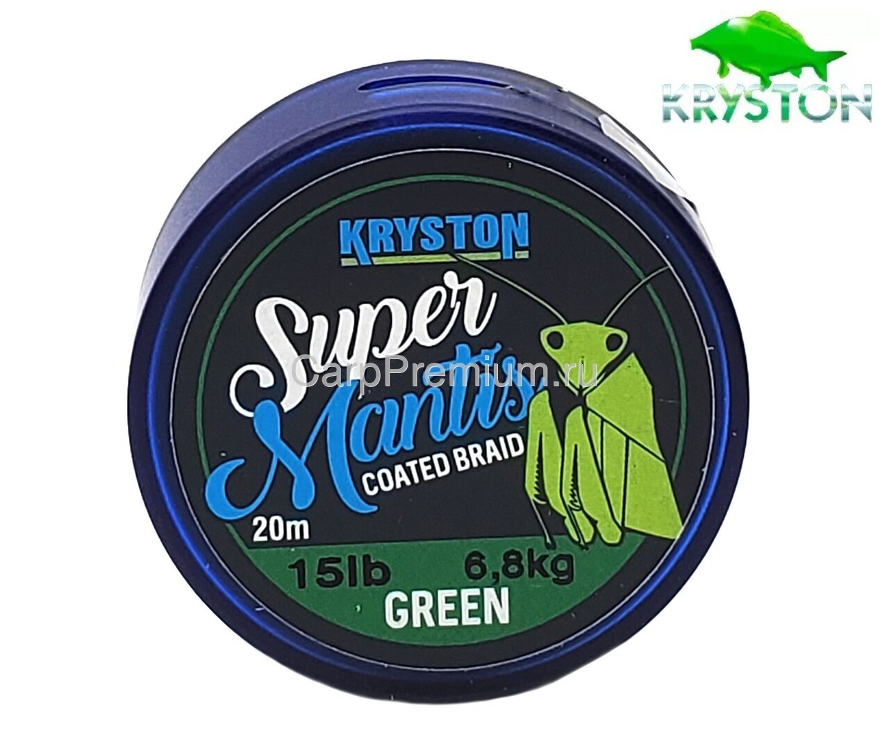 Поводковый материал в оболочке Зеленый Kryston (Кристон) - Super Mantis Coated Braid Weed Green 15 lb, 20 м