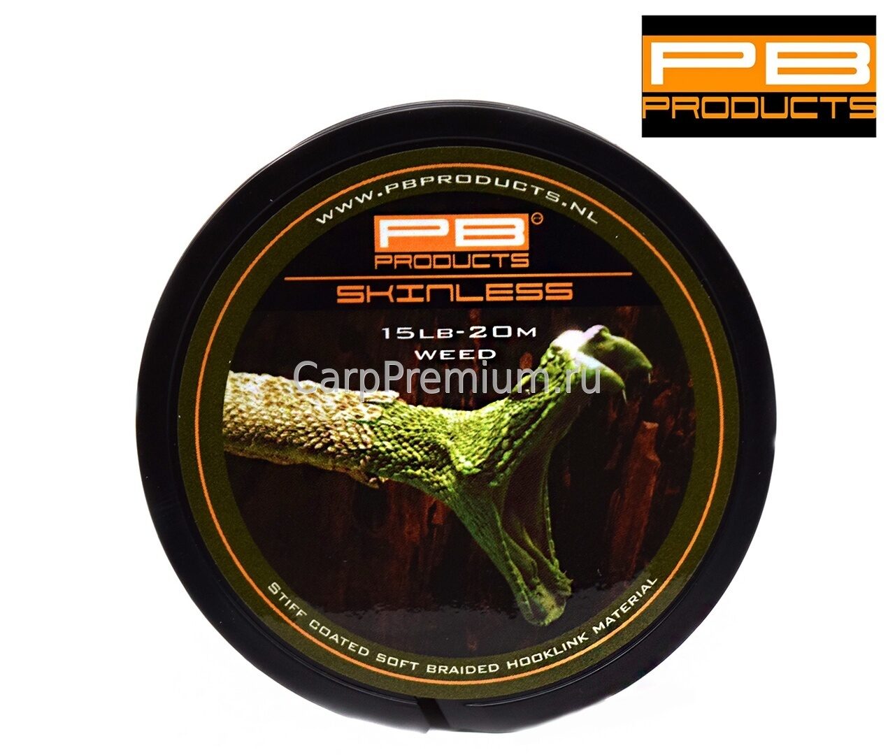 Поводковый материал в оболочке жесткий Зеленый PB Products - Skinless Weed 6.7 кг / 15lb, 20 м