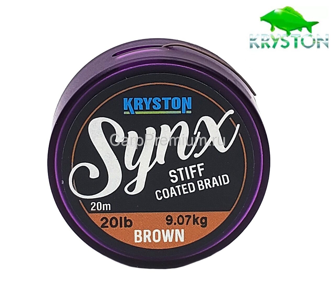Поводковый материал в оболочке Коричневый Kryston (Кристон) - Synx Stiff Coated Braid Gravel Brown 20 lb, 20 м