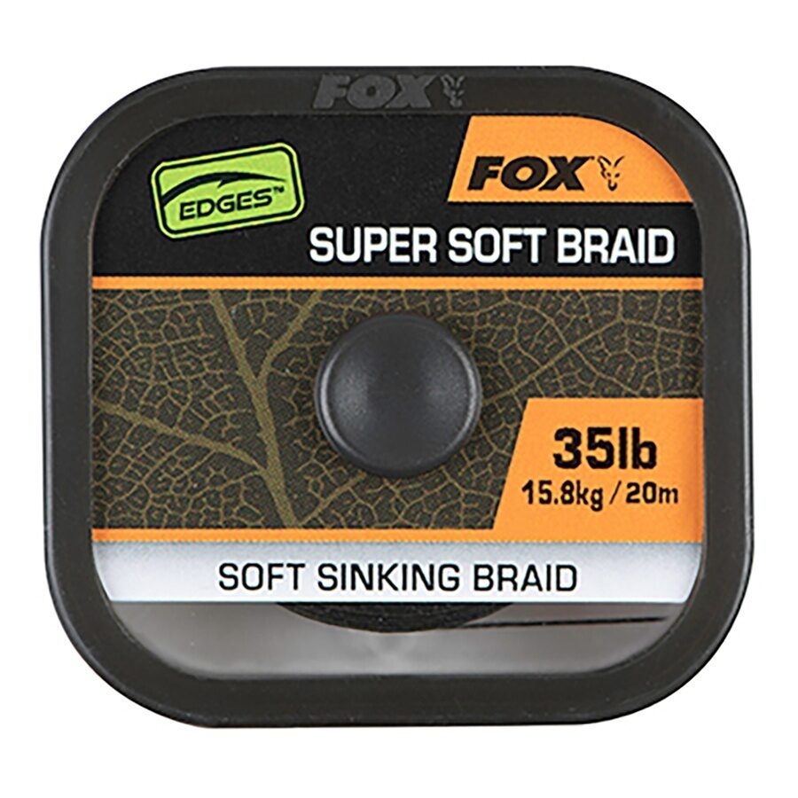 Поводковый материал в мягкой оплетке тонущий Зеленый 15.8 кг Fox (Фокс) - Edges Naturals Soft Braid Hooklength 35 lb, 20 м