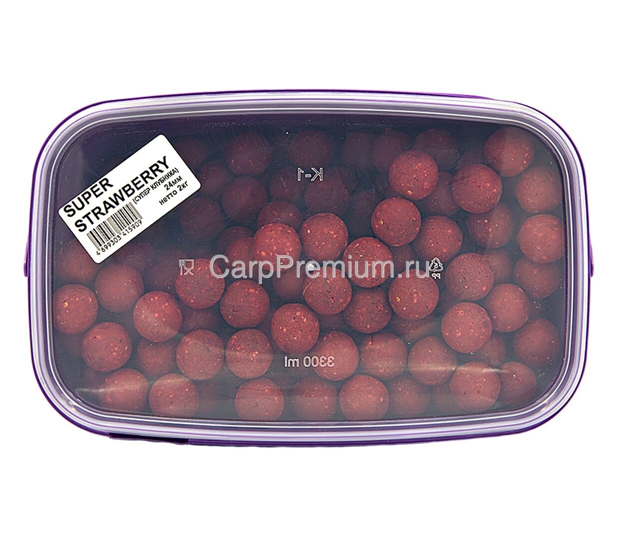 Бойлы тонущие пылящие 24 мм Супер Клубника Rhino Baits (Рино Бэйтс) -  Boilies Natural Product Soluble Super Strawberry, 2 кг