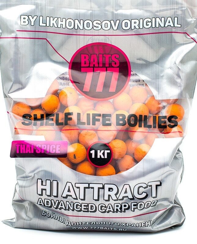 Тонущие бойлы 10 мм Тайские Специи 777 Baits (Лихоносовы) - Likhonosov Original Shelf Life Boilies Thai Spices, 1 кг