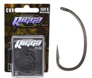 Карповые крючки Gardner (Гарднер) - Curved Rigga Hooks (CVR) Barbed, Размер 6