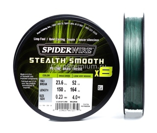 Плетеный шнур восьмижильный 0.23 мм Зелёный SpiderWire - Stealth Smooth x8 Green 52 lb / 23.6 кг, 150 м