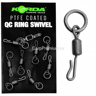 Вертлюг быстросъемный с кольцом Korda (Корда) - PTFE QC Ring Swivel, Размер 11, 8 шт