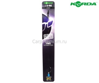 Готовый флюорокарбоновый поводок Korda (Корда) - IQ D Rig Barbed Kurv Shank 4.5 кг /10 lb, Размер 8, 1 шт