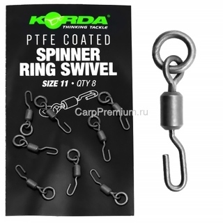 Вертлюг быстросъемный с кольцом Korda (Корда) - PTFE Spinner Ring Swivels, Размер 11, 8 шт