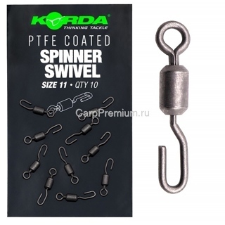 Вертлюг быстросъемный Korda (Корда) - PTFE Spinner Swivel, Размер 11, 8 шт