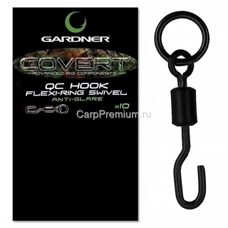 Вертлюг с быстросъемом и кольцом Gardner (Гарднер) - Covert QC Hook Flexi Ring Swivels, Размер 12, 10 шт