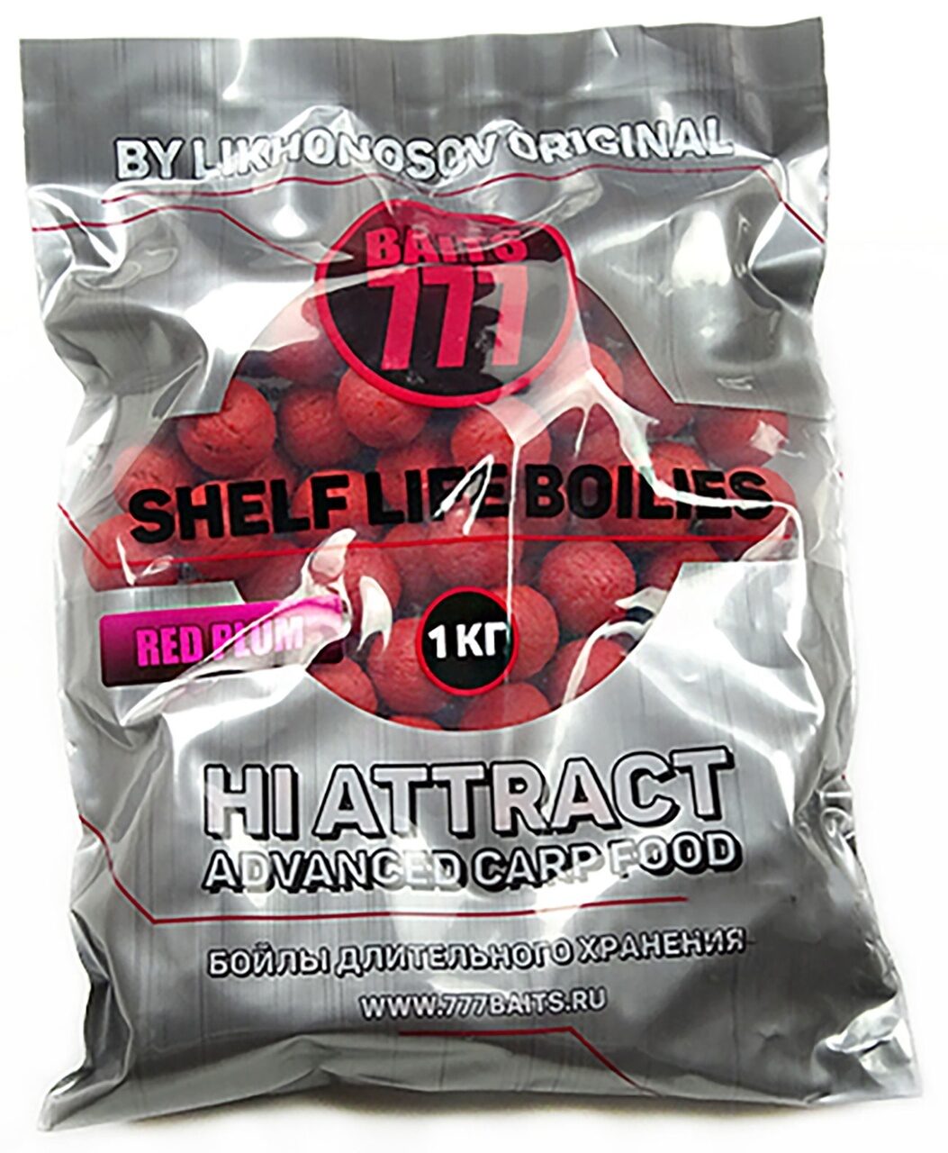 Тонущие бойлы 10 мм Красная Слива 777 Baits (Лихоносовы) - Likhonosov Original Shelf Life Boilies Red Plum, 1 кг