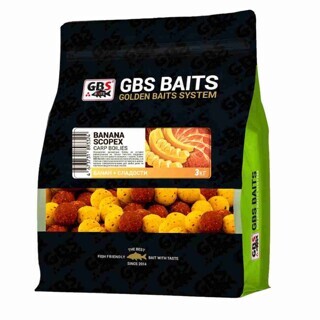 Бойлы тонущие 20 мм Банан / Скопекс GBS - Baits Banana and Scopex, 3 кг