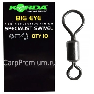 Вертлюг с большим кольцом Korda (Корда) - Big Eye Swivels, 10 шт