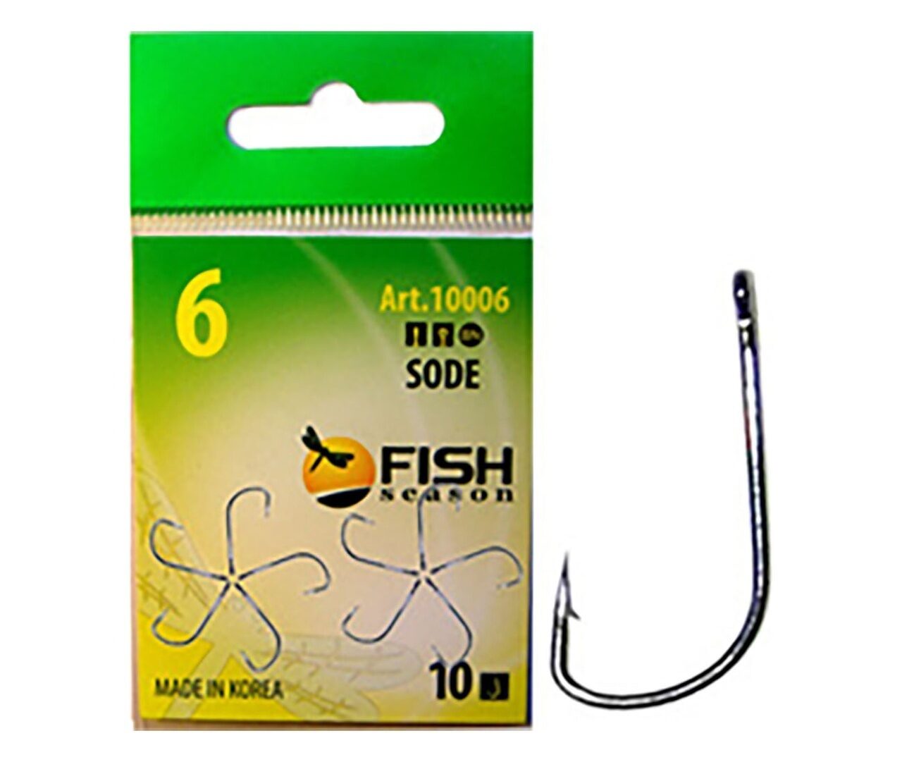 Крючки Fish Season - Sode-ring 10006-13F, Размер 6, 10 шт