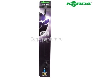 Готовый флюорокарбоновый поводок Korda (Корда) - IQ D Rig Barbed Kurv Shank 5.4 кг / 12 lb, Размер 6, 1 шт