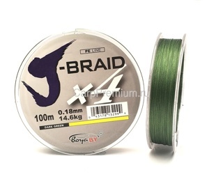 Плетенка Зеленая 0.18 мм BoyaBY - J-Braid X4 Strong Green 14.6 кг, 100 м