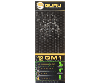 Готовый поводок с волосяной оснасткой 0.22 мм Guru (Гуру) - QM1 Standard Hair 9 lb, 10 см, Размер 12, 8 шт