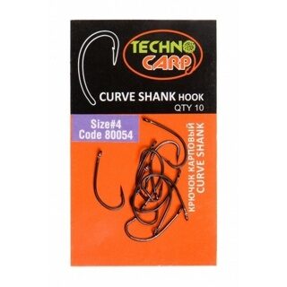 Крючок карповый Texnokarp (ТехноКарп) - Curve Shank Hook, Размер № 4, 10 шт