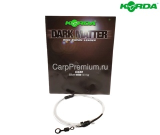 Готовый монтаж с вертлюгом и кольцом Прозрачный 50 см Korda (Корда) - Dark Matter Ring Swivel №8 Clear 18.1 кг / 40 lb, Размер 8, 1 шт