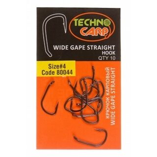 Крючок карповый Texnokarp (ТехноКарп) - Wide Gape Straight Hook, Размер № 4, 10 шт