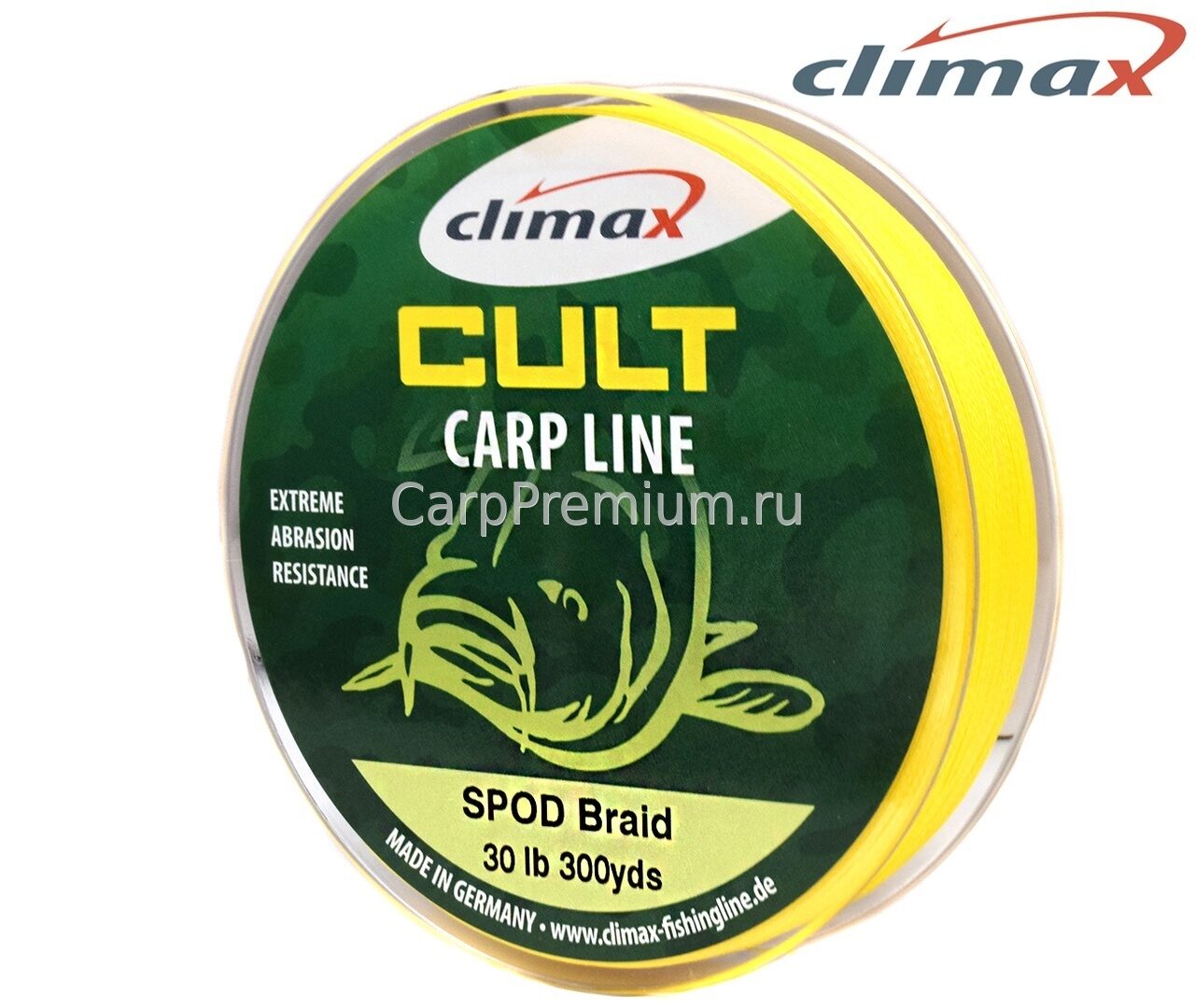 Шнур для сподового удилища 0.20 мм Желтый Climax (Клаймакс) - Cult Spod Braid Yellow 30 lb, 274 м