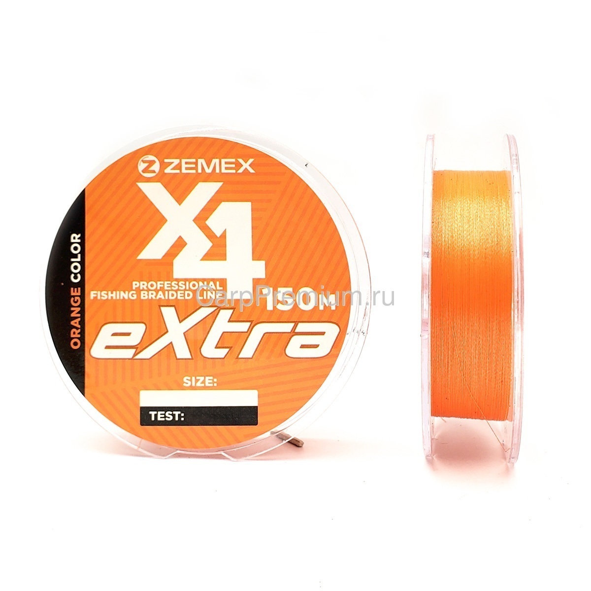 Плетеный шнур 0.104 мм Оранжевый Zemex (Земекс) - Extra X4 Orange 2 кг / 4 lb, 150 м