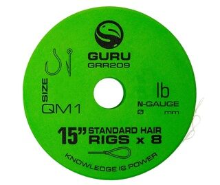 Готовый поводок с волосяной оснасткой 0.17 мм Guru (Гуру) - QM1 Standard Hair 6 lb, 38 см, Размер 14, 8 шт