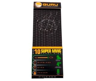 Готовый поводок с волосяной оснасткой 0.19 мм Guru (Гуру) - SMWG Standard Hair 7 lb, 10 см, Размер 10, 8 шт