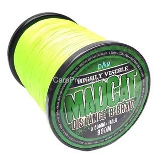 Леска плетеная на сома 0.50 мм Зелёная MadCat (МэдКэт) - Distance 8-Braid Hi Vis Green 52.2 кг / 115 lb, 990 м