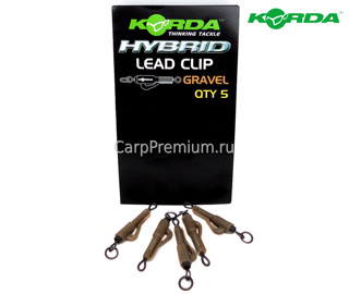 Безопасные клипсы для грузил Korda (Корда) - Hybrid Lead Clip Gravel (Гравий), 5 шт