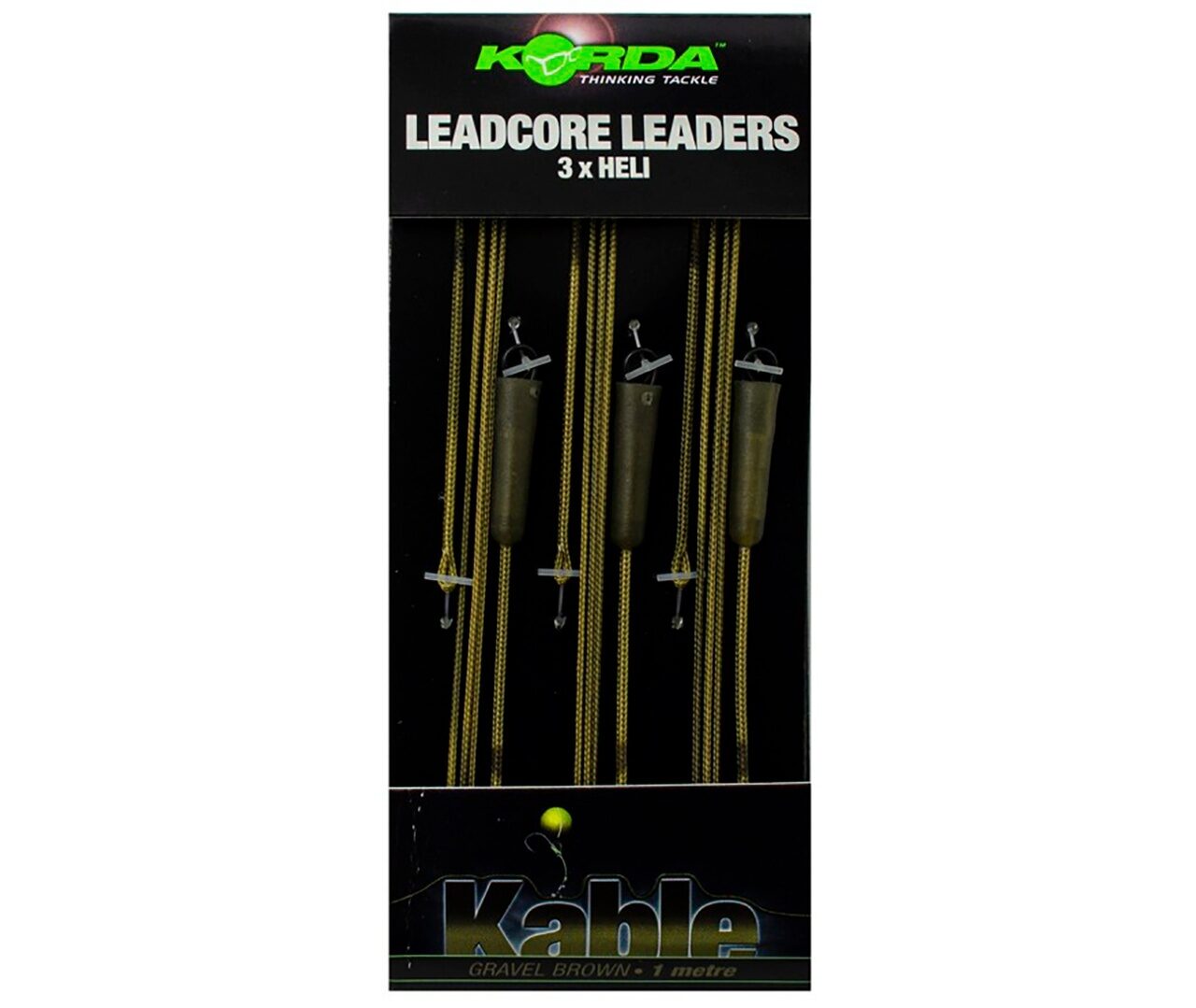 Набор готовых лидкоров для оснасток Вертолет Гравий 100 см Korda (Корда) - Leadcore Leader Heli Gravel 50 lb / 22.6 кг, 3 шт