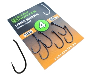 Крючок карповый Carp Hunter (Карп Хантер) - Long Shank, Размер 4, 10 шт