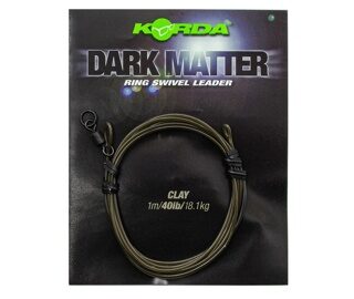 Готовый монтаж с вертлюгом и кольцом Коричневый 100 см Korda (Корда) - Dark Matter Leader Ring Swivel Clay Brown 18.1 кг / 40 lb, Размер 8, 1 шт